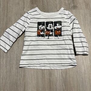 Striped Long Sleeve Shirt with Cartoon Print